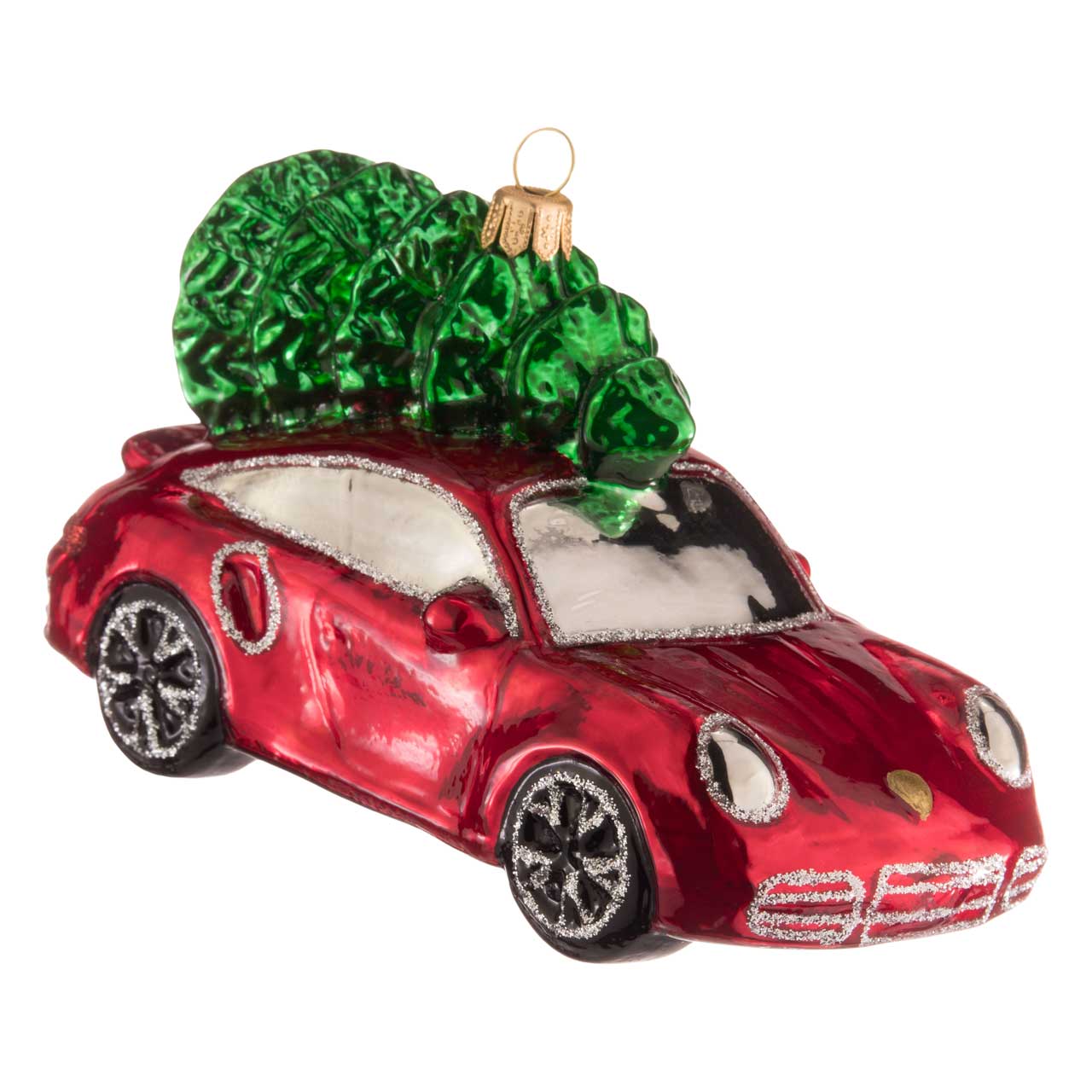 Sportwagen mit Weihnachtsbaum Sportwagen mit Weihnachtsbaum